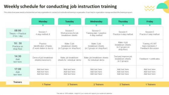 On Job Staff Training Program For Skills Advancement Weekly Schedule For Conducting Download PDF On Job Staff Training Program For Skills Advancement Weekly Schedule For Conducting Download PDF