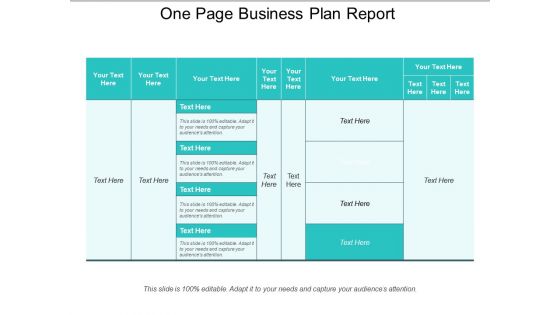 One Page Business Plan Report Ppt PowerPoint Presentation Model Tips PDF