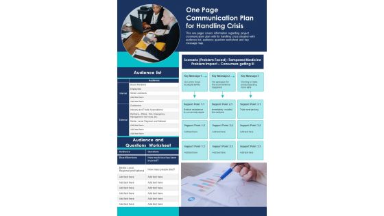 One Page Communication Plan For Handling Crisis PDF Document PPT Template