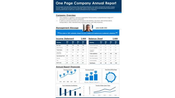 One Page Company Annual Report PDF Document PPT Template One Page Company Annual Report PDF Document PPT Template