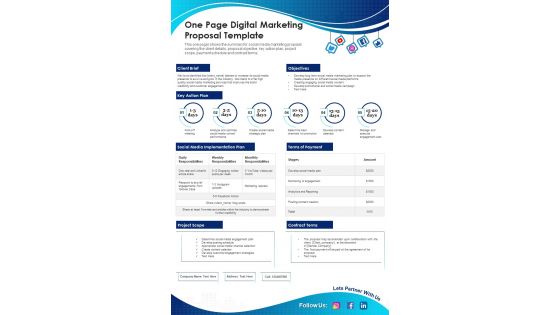 One Page Digital Marketing Proposal Template PDF Document PPT Template One Page Digital Marketing Proposal Template PDF Document PPT Template
