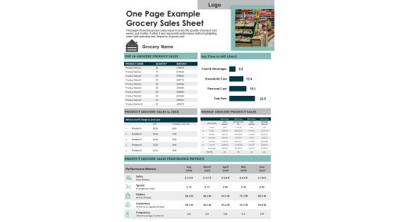 One Page Example Grocery Sales Sheet PDF Document PPT Template
