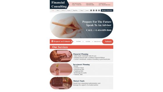 One Page Financial Advisory Newsletter PDF Document PPT Template One Page Financial Advisory Newsletter PDF Document PPT Template