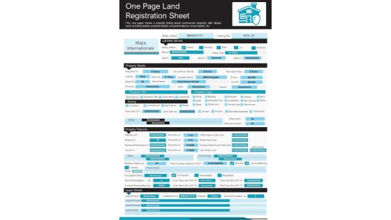 One Page Land Registration Sheet PDF Document PPT Template