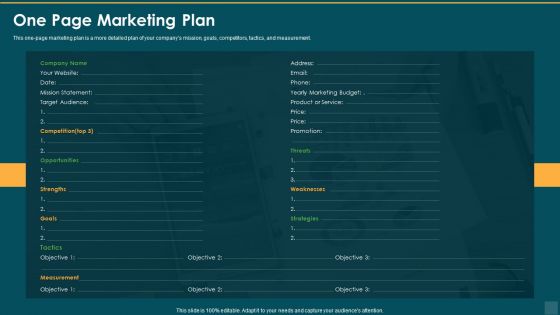 One Page Marketing Plan Strengths Ppt Layouts Show PDF One Page Marketing Plan Strengths Ppt Layouts Show PDF