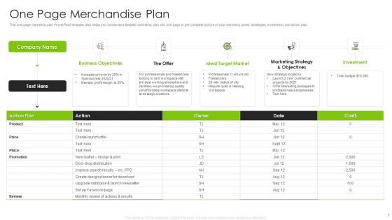 One Page Merchandise Plan Ppt PowerPoint Presentation Complete With Slides
