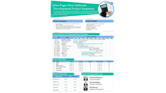 One Page New Software Building PDF Document PPT Template