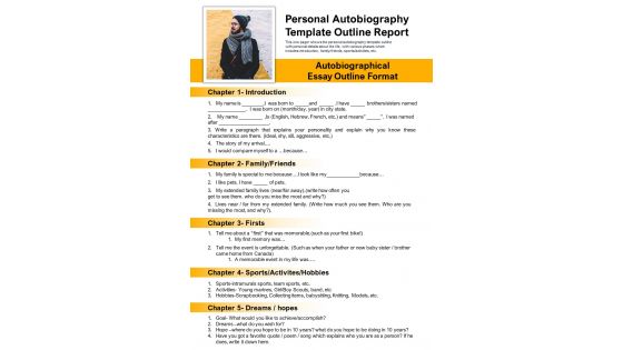 One Page Outline Of Personal Autobiography PDF Document PPT Template One Page Outline Of Personal Autobiography PDF Document PPT Template