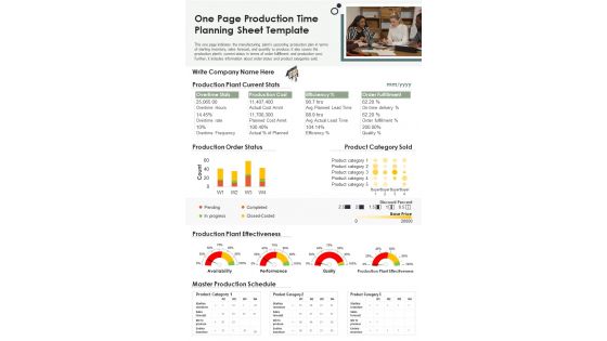 One Page Production Time Planning Sheet Template PDF Document PPT Template One Page Production Time Planning Sheet Template PDF Document PPT Template