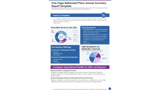 One Page Retirement Plans Annual Summary Report Template One Pager Documents One Page Retirement Plans Annual Summary Report Template One Pager Documents