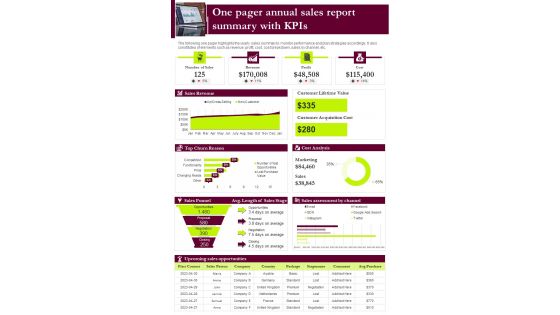 One Page Sales Summary PDF Document PPT Template One Page Sales Summary PDF Document PPT Template