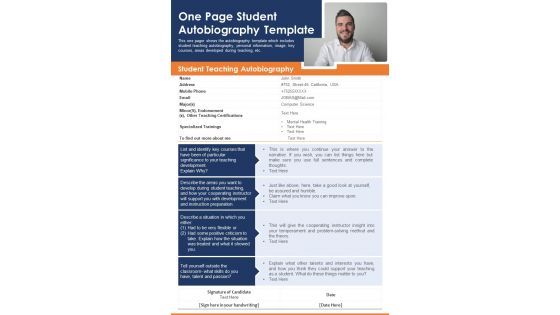 One Page Student Autobiography Template PDF Document PPT Template One Page Student Autobiography Template PDF Document PPT Template
