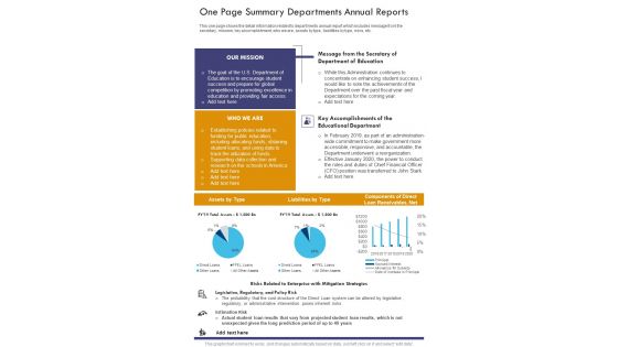 One Page Summary Departments Annual Reports One Pager Documents One Page Summary Departments Annual Reports One Pager Documents