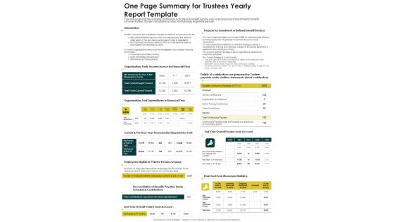 One Page Summary For Trustees Yearly Report Template One Pager Documents One Page Summary For Trustees Yearly Report Template One Pager Documents