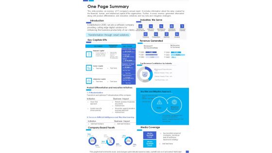 One Page Summary Template 162 One Pager Documents One Page Summary Template 162 One Pager Documents