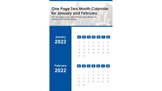 One Page Two Month Calendar For January And February PDF Document PPT Template