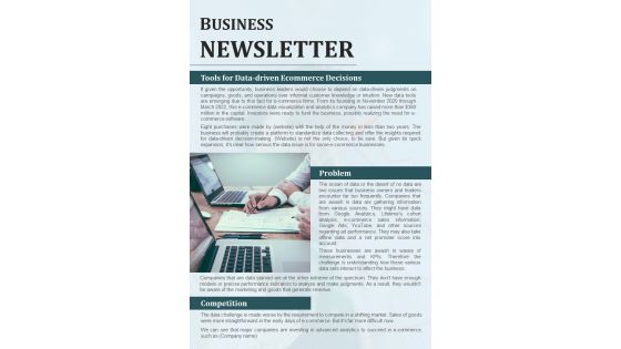 One Pager Business Report Newsletter PDF Document PPT Template One Pager Business Report Newsletter PDF Document PPT Template