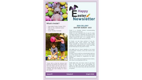 One Pager Easter Details Newsletter PDF Document PPT Template One Pager Easter Details Newsletter PDF Document PPT Template
