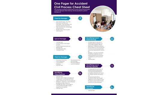One Pager For Accident Civil Process Cheat Sheet PDF Document PPT Template