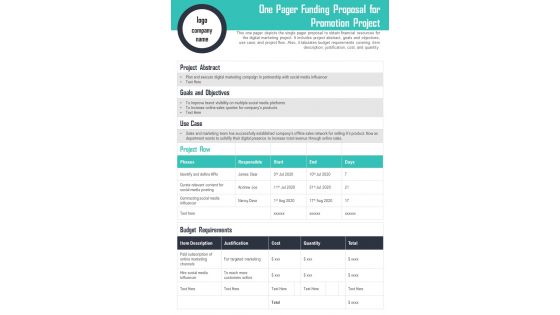One Pager Proposal For Sponsorship PDF Document PPT Template One Pager Proposal For Sponsorship PDF Document PPT Template