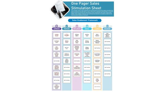 One Pager Sales Stimulation Sheet PDF Document PPT Template One Pager Sales Stimulation Sheet PDF Document PPT Template