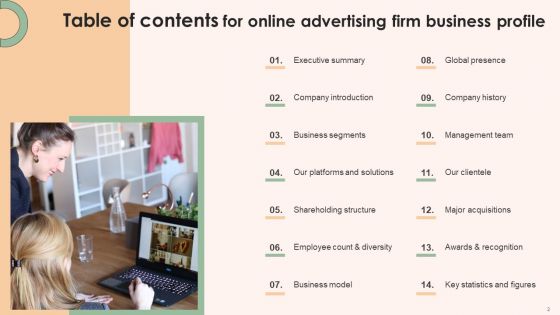 Online Advertising Firm Business Profile Ppt PowerPoint Presentation Complete Deck With Slides