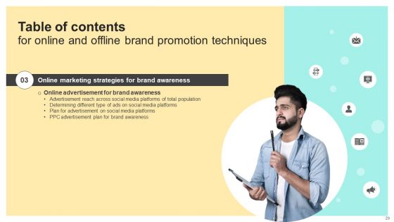 Online And Offline Brand Promotion Techniques Ppt PowerPoint Presentation Complete Deck With Slides