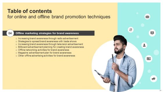 Online And Offline Brand Promotion Techniques Ppt PowerPoint Presentation Complete Deck With Slides