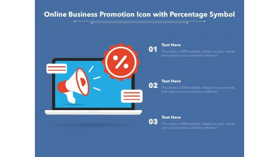 Online Business Promotion Icon With Percentage Symbol Ppt PowerPoint Presentation Show Design Ideas PDF