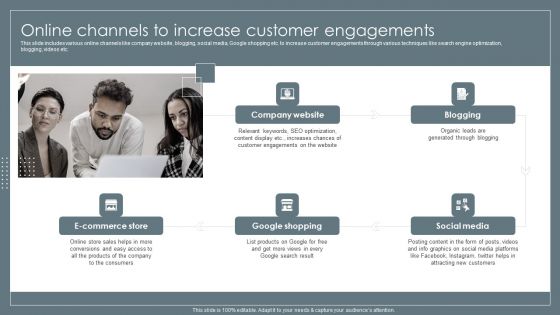 Online Channels To Increase Customer Engagements Retail Business Growth Marketing Techniques Slides PDF