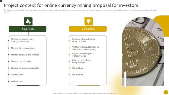 Online Currency Mining Proposal For Investors Ppt PowerPoint Presentation Complete Deck With Slides