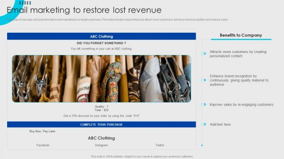 Online Fashion Firm Summary Email Marketing To Restore Lost Revenue Download PDF