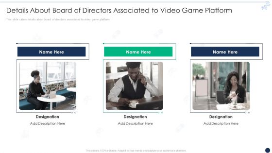 Online Gaming Funding Pitch Deck Details About Board Of Directors Associated To Video Game Platform Professional PDF