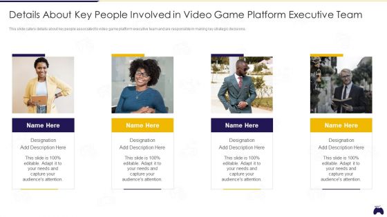 Online Gaming Fundraising Pitch Deck Details About Key People Involved In Video Game Platform Executive Team Clipart PDF
