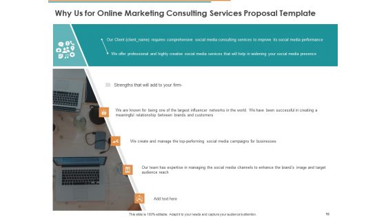 Online Marketing Consulting Services Proposal Template Ppt PowerPoint Presentation Complete Deck With Slides