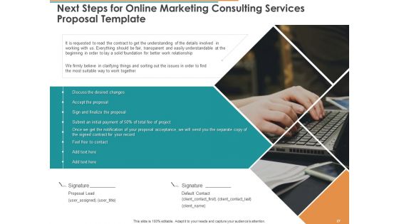 Online Marketing Consulting Services Proposal Template Ppt PowerPoint Presentation Complete Deck With Slides