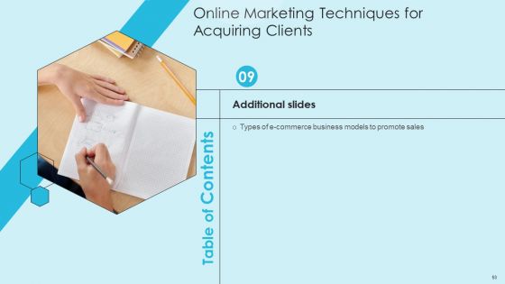 Online Marketing Techniques For Acquiring Clients Ppt PowerPoint Presentation Complete Deck With Slides
