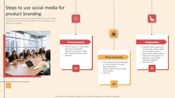 Online PR Techniques To Boost Brands Online Visibility Steps To Use Social Media For Product Branding Elements PDF