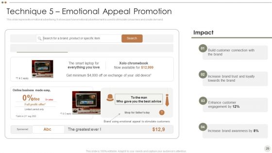 Online Promotional Techniques To Increase Brand Awareness Ppt PowerPoint Presentation Complete Deck With Slides