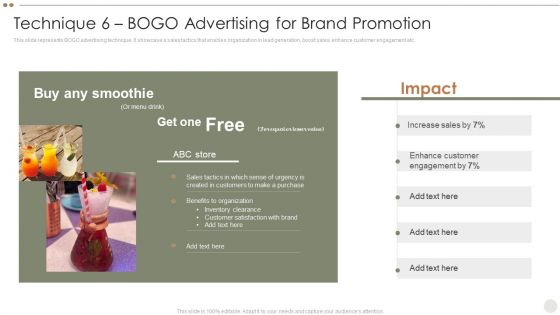 Online Promotional Techniques To Increase Technique 6 BOGO Advertising For Brand Promotion Pictures PDF