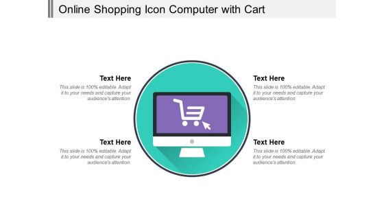 Online Shopping Icon Computer With Cart Ppt PowerPoint Presentation File Grid PDF