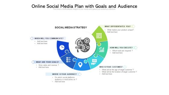 Online Social Media Plan With Goals And Audience Ppt PowerPoint Presentation File Clipart Images PDF