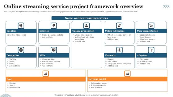 Online Streaming Service Project Framework Overview Ppt Summary Topics PDF Online Streaming Service Project Framework Overview Ppt Summary Topics PDF