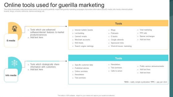 Online Tools Used For Guerilla Marketing Deploying Viral Marketing Strategies Demonstration PDF Online Tools Used For Guerilla Marketing Deploying Viral Marketing Strategies Demonstration PDF