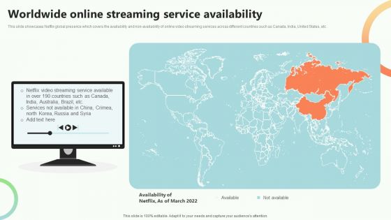Online Video Content Provider Business Profile Worldwide Online Streaming Service Availability Icons PDF