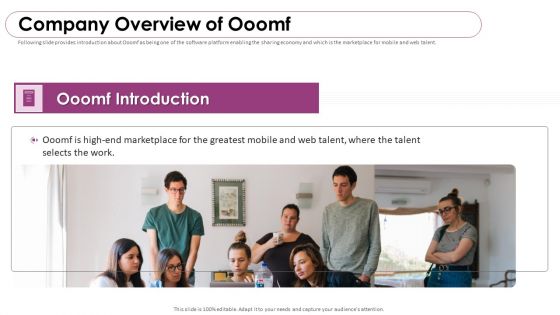 Ooomf Now Crew Capital Raising Elevator Pitch Deck Company Overview Of Ooomf Diagrams PDF