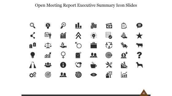 Open Meeting Report Executive Summary Ppt PowerPoint Presentation Complete Deck With Slides