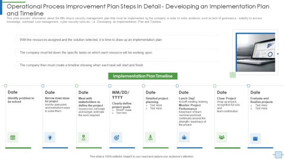 Operational Process Improvement Plan Steps In Detail Developing An Implementation Brochure PDF