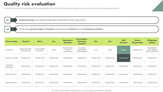 Operational Quality Assurance Quality Risk Evaluation Demonstration PDF
