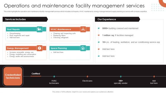 Operations And Maintenance Facility Management Services Infographics PDF